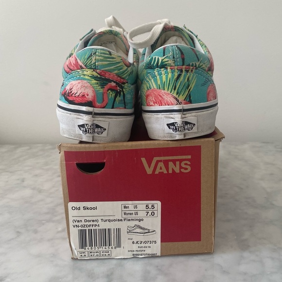 Vans Old Skool van doren flamingo print turquoise W 7 / M 5.5 - Picture 4 of 6